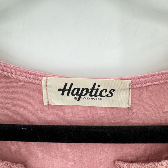 Haptics by Holly Harper Swiss Dot Lace Ruffle Top Sz 3X Rose Pink Boho Coquette - Picture 4 of 8